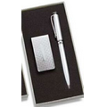 Silver Chrome Plated Money Clip with Matching Ball Point Pen in 2-Piece Box